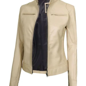 leather beige jacket