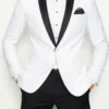 Ivory White Tuxedo With Black Shawl Lapel